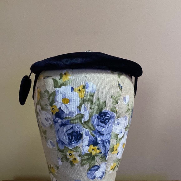 VTG 40’s Navy Blue Velvet Hearts Heart Rhinestones Fascinator Hat - Picture 8 of 9